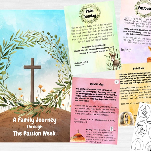 Holy Week Family Devotional cards (Passion Week/the Easter Story)