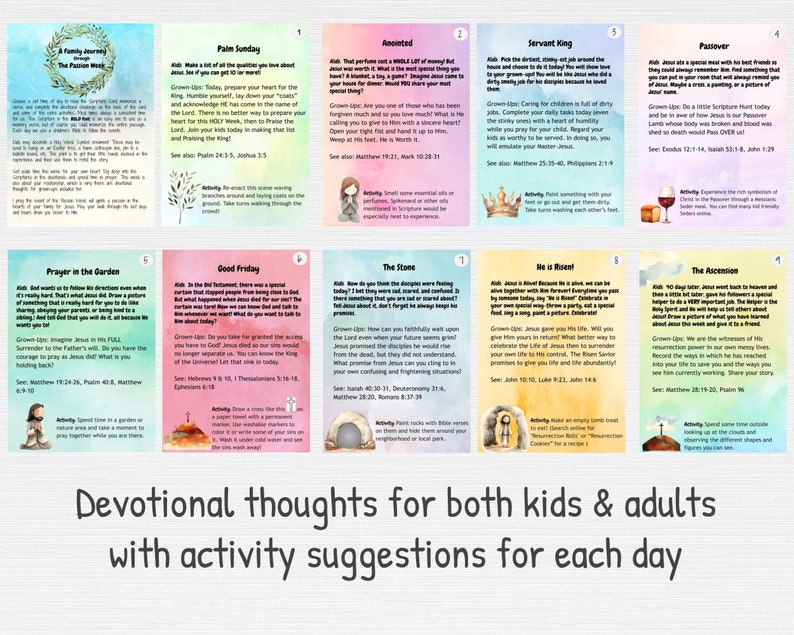 Holy Week Family Devotional Cards (passion Week/the Easter Story) - Etsy