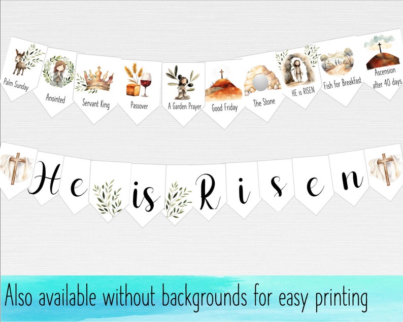 Holy Week Banner/he is Risen Banner Printable Decoration Reversible Etsy