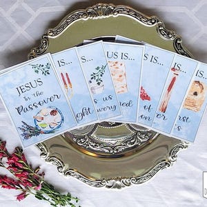 Jesús en la Pascua: Tarjetas de estudio de las Escrituras imprimibles para el Séder mesiánico o la Cena del Señor con tarjetas para colorear