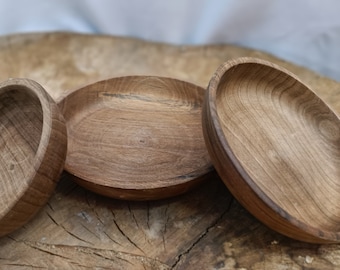 Handmade Walnut Wood Bowl Set of 3 - Mubsh Premium Wooden Bowls for Snacks, Dried Fruits, and Home Decor, Elegant Brown Texture