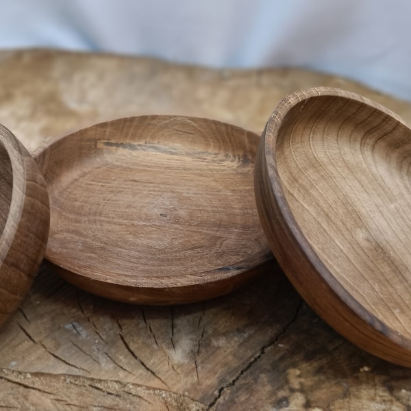 Handmade Walnut Wood Bowl Set of 3 - Mubsh Premium Wooden Bowls for Snacks, Dried Fruits, and Home Decor, Elegant Brown Texture