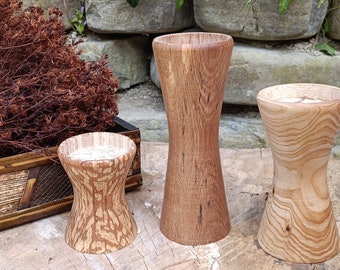 Handmade Candle Holder Set of 3 - Kiln-Dried Beech Wood, Unique, Non-Toxic Varnish, Perfect for Romantic Dinners & Home Decor