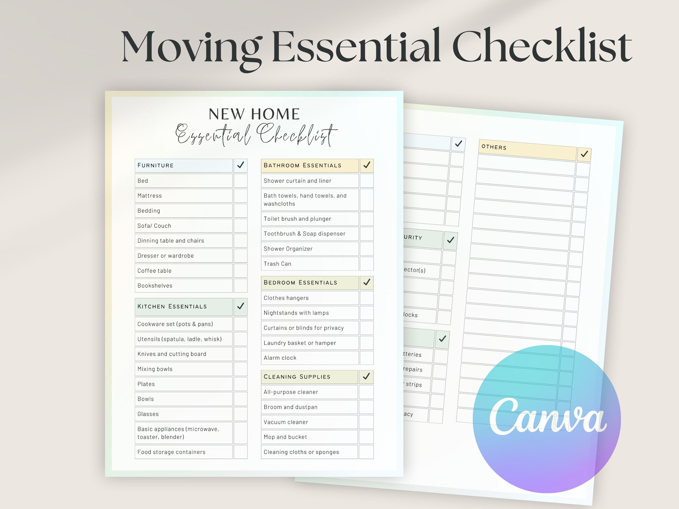New Home Essentials Checklist | New Home Checklist Printable | First ...