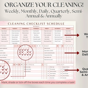 Editable Cleaning Schedule | Printable | Weekly, Monthly, Yearly Cleaning Checklist | ADHD Cleaning Planner | House Chore List | Digital PDF