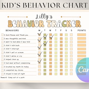 Behavior Tracker for Kids | Good behavior Chart | Editable Behavior Consequences 3 Strikes Warning Chart for Kids | Printable | Digital PDF