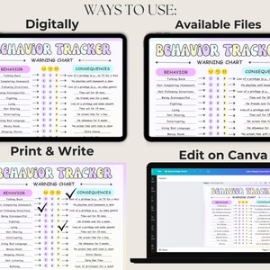 Behavior Reward Chart for Kids | Printable, Editable, Digital PDF ...