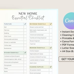 New Home Essentials Checklist: Printable Moving Planner (Canva & PDF)