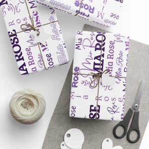 Papel de regalo con collage de nombres personalizados, papel de regalo con estampado personalizado (impresión grande)