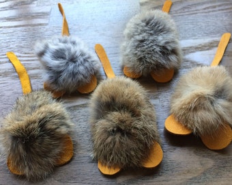 Gunner, Rabbit Fur, Fur, Leather, Mouse, 5 per pack, Cat Toy, Cat, Leather Cat Toy, Handmade