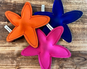 Mini Starfish, Floating Squeaking Ball Toy, Water Toy, Neoprene/Scuba Fabric, Toss Toy, Tug-o-war Toy