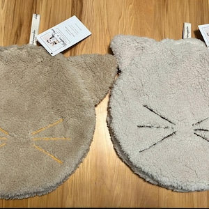Holiday Cat Face Stocking, Soft Sherpa with Fleece Backing, 10" x 10"