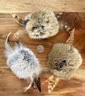 Rabbit Fur, Rooster Feathers, Handmade Cat Toys, 3 per pack, Spinners