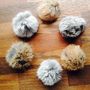 Max, Rabbit Fur Cat Toy, Natural Color Fur, Fur, Fur Ball, Cat, 6 per pack, Cat Toy, Handmade image 1