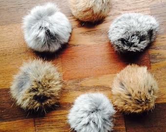 Max, Rabbit Fur Cat Toy, Natural Color Fur, Fur, Fur Ball, Cat, 6 per pack, Cat Toy, Handmade