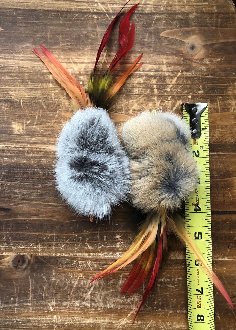 Catfishing Lure Rabbit Fur Feathers Interactive Cat Toy Etsy
