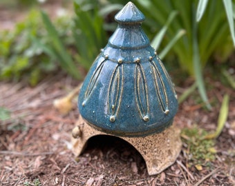 This is a SECOND. Toad  House #7,,  perfect get away for your garden friends. One of a kind outdoor accent piece