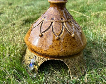Toad House #54,  perfect get away for your garden friends. One of a kind outdoor accent piece