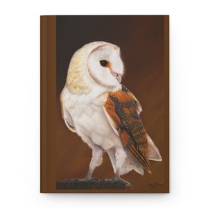 Barn Owl Picture Journal, Barn Owl Notebook, Hardcover Journal, Decorated with my original pastel painting of a Barn Owl at sunset