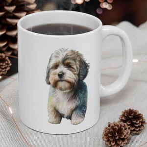 Taza de perro habanero, adorable taza de regalo de perro habanero, regalo para amantes de los habaneros, taza de acuarela para amantes de los perros EE. UU.