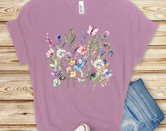 Flower Shirt, Gift For Her, Flower Shirt Aesthetic, Floral Graphic Tee, Floral Shirt, Flower T-shirt, Wild Flower Shirt Wildflower T-shirt