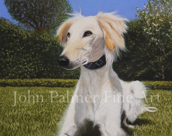 Saluki Picture pet portrait -  print from my original pastel painting