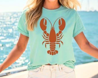 Camiseta de langosta, camiseta de langosta, ropa estética de pescador para mujer, camiseta de sardina, camiseta de mariscos, camiseta náutica, camiseta costera, camiseta de crucero