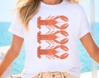 Lobster Shirt, Lobster TShirt Fisherman Aesthetic Womens Clothing, Sardine Tshirt Seafood Shirt, Nautical Shirt, Coastal Tee Cruise shirt