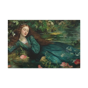 Ophelia, pre-raphaelites, canvas print, john everett millais inspired,gothic, romanticism, canvas gallery wrap, canvas print, canvas gift,