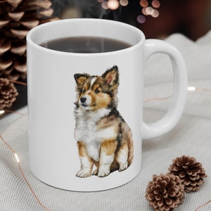 Border Collie Mug, Adorable Border Collie doggy gift mug, Collie lover gift, watercolour dog lover mug US
