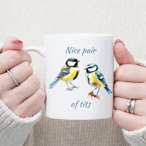 Nice pair of Tits funny bird mug, Birdwatchers gift mug, Birders gift, Bird lovers gift mug, Bird spotters mug, Twitchers gift 11 oz mug
