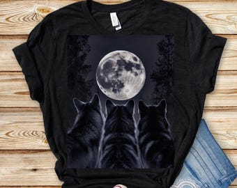 Vintage Wolf 90s Shirt,Three Wolves Y2K Graphic TShirt, Wolf Lovers Retro Tee, 2000s Nature Moon Shirt, Nostalgia Unisex Oversize Wolf Tee