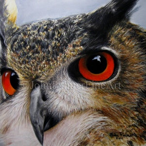 Eagle owl Picture Greeting card, Owl gift, eagle owl picture, from my painting an Eagle Owl