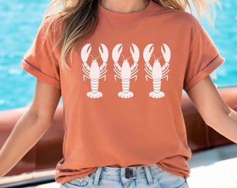 Camiseta de langosta, camiseta de langosta, ropa estética de pescador para mujer, camiseta de sardina, camiseta de mariscos, camiseta náutica, camiseta costera, camiseta de crucero