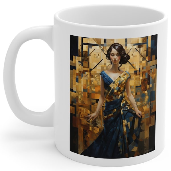 Mucha, Mug Klimt, Mug Art déco, Alphonse Mucha, Gustav Klimt, Geisha Girl, Oriental Girl, Mug à café d'inspiration Art nouveau, Tasse à thé, Mug 11 oz