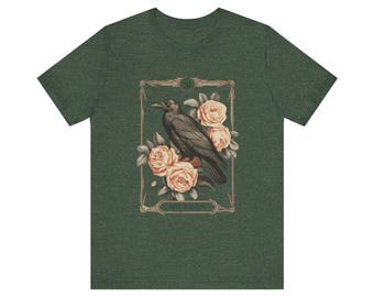 [RADINEO]★ 韓国人気★Raven T-Shirt Vintage Raven Shirt, Tarot Card T-shirt, Goblincore Shirt