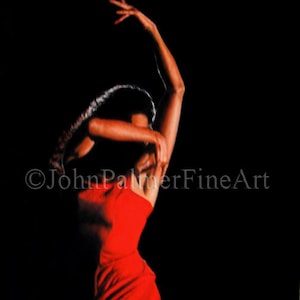 Immagine di Flamenco, biglietto di auguri di Flamenco, arte di Flamenco, biglietto di auguri di pittura di Flamenco dal mio dipinto della ballerina di Flamenco Ines Arrubla