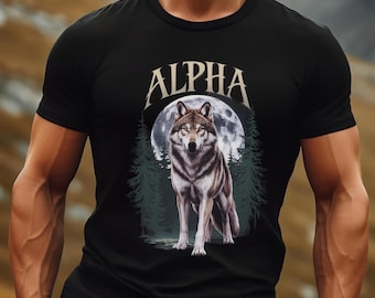 Alpha Wolf Shirt, Wolf Moon TShirt 90s Graphic Shirt, Wolf Lovers Retro Tee, 2000s Nature Moon Shirt Nostalgia Unisex Tee Cute Wolf Gift