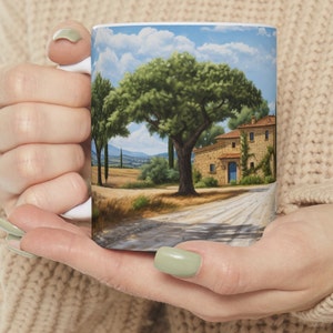 Tazza da fattoria italiana, tazza da fattoria toscana, regalo tazza italiana, regalo tazza toscana, tazza botanica vintage, tazza da tè, tazza pastello, regalo giardino fiorito