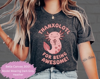 Linda camiseta de axolotl, camisetas gráficas de thanxolotl, camisetas de axolotl para niños, camiseta divertida de axolotl, regalo de axolotl para niños, camiseta unisex (MÁS COLORES)