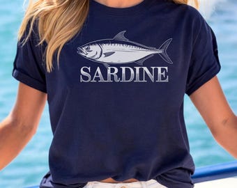 Fisherman Aesthetic Shirt, Lobster Tee Shirt Fisherman Aesthetic Womens Clothing, Sardine Tshirt Seafood Shirt, Nautical Shirt Cruise Shirt