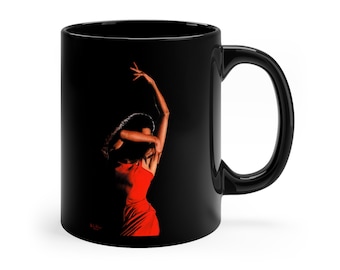 Tazza Flamenco, ballerina di flamenco, ballerina spagnola, Spagna, danza, passione, regalo, tazza, tazze, tazza nera da 11 once