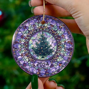 Christmas 2024 Ornament, Gift Christmas Ornaments 2024, Heirloom Gift Keepsake, Round Ceramic Ornament, Gift Exchange, Gift Idea, Xmas Tree