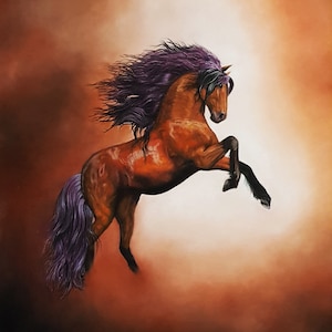 Arabian horse picture, Arab horse picture, Fantasy Stallion picture -  print from my original pastel painting.