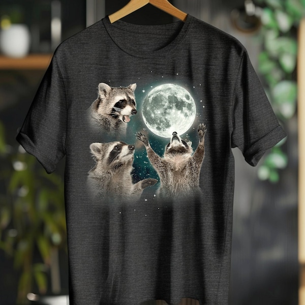 Three Raccoons Moon Shirt Vintage Retro Tshirt Graphic T-shirts, Raccoon Lovers, Funny Raccon Tee, Racoon Tee Shirt Gift, Raccoon Gifts