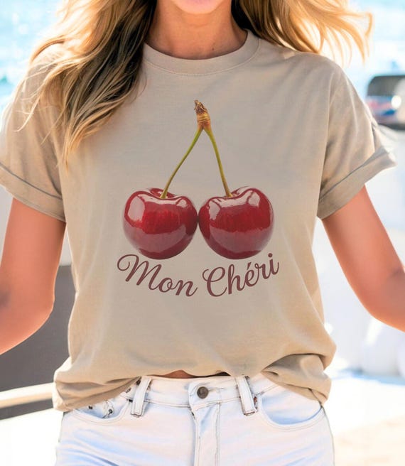 Cherry Coquette Shirt, Mon Cheri Cherry Shirt,  Y2K Red Cherries Graphic T-Shirt, Trendy Cherry TShirt for women, Cherry Bomb  90s 2000s Tee