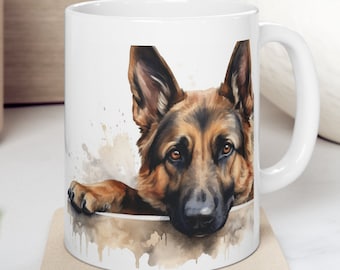 Deutscher Schäferhund Bild, Deutscher Schäferhund, Haustier-Liebhaber-Geschenk, Hündchen Geschenk, Hundebecher, Hundegeschenkbecher, Haustierbecher, Doggy Mom-Kaffeebecher, 11 Unzen Becher,