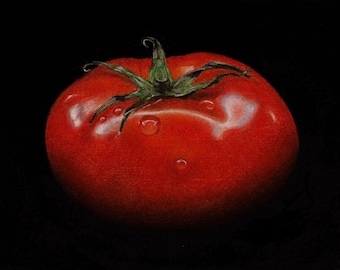 T. Miki 静物画 トマト インテリア 絵画 油絵 トマトの静物画：オリジナルの油絵またはキッチンアートプリント