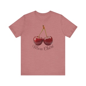 Cherry Coquette Shirt, Mon Cheri Cherry Shirt, Y2K Red Cherries Graphic T-Shirt, Trendy Cherry TShirt for women, Cherry Bomb 90s 2000s Tee image 8