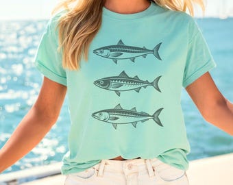 Fisherman Aesthetic Shirt, Fish Tee Shirt Fisherman Aesthetic Womens Clothing, Sardine Tshirt Seafood Shirt, Nautical Shirt Cruise Shirt